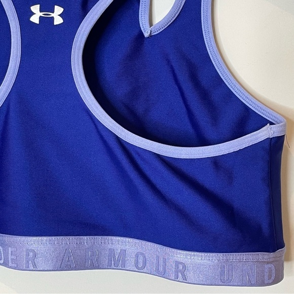 Under Armour Asymmetrical Sports Bra Spell Out Low Impact Cutout Cobalt Blue L - Picture 12 of 13